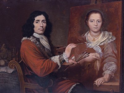 Self Portrait of the Artist Painting His Wife by Giulio Quaglio I